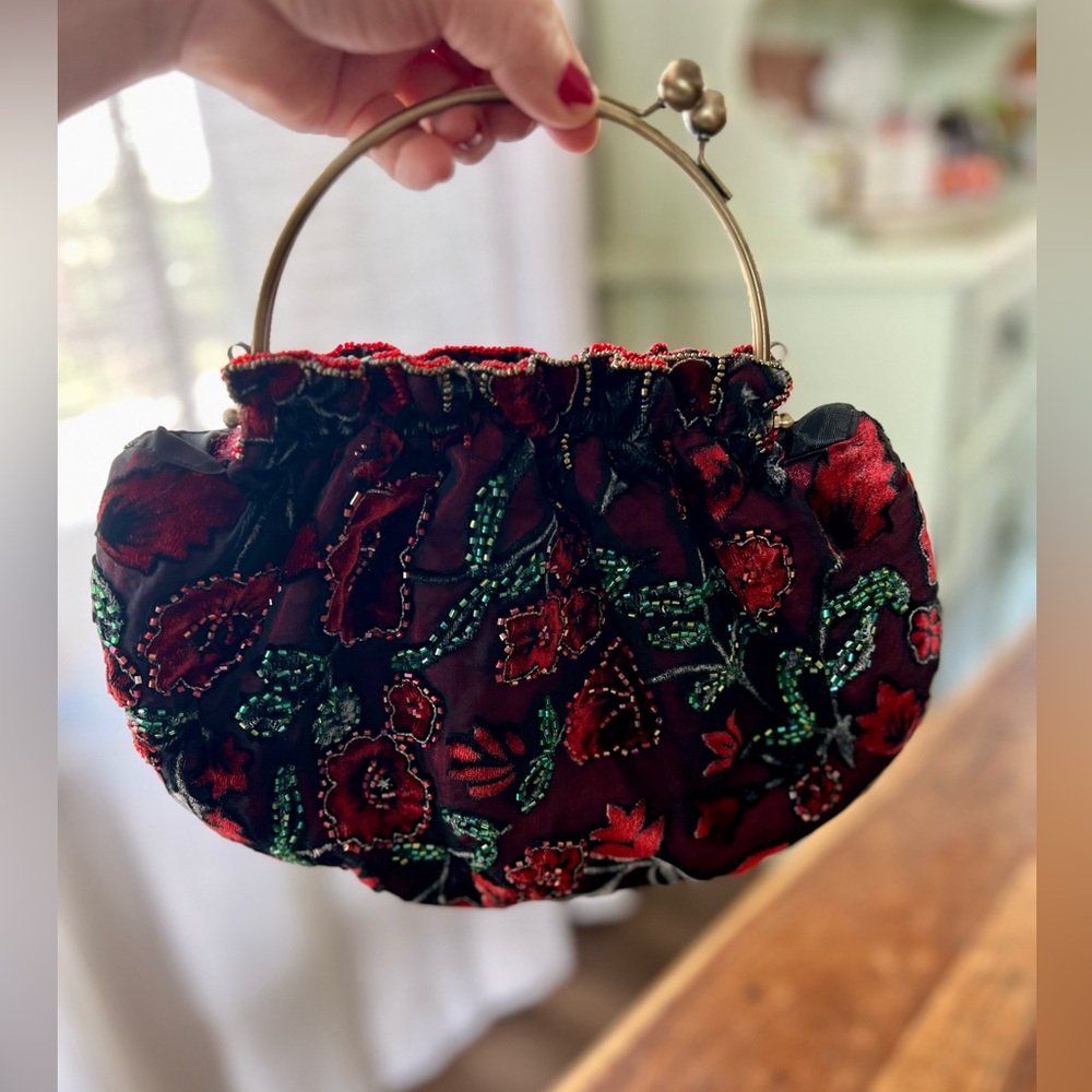Velvet and beaded purse